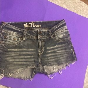 Wallflower Black Jean Shorts Distressed Cut-Off Hem